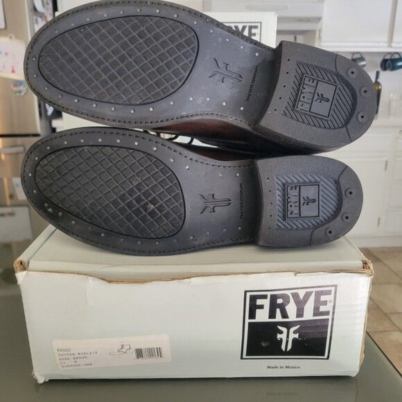 Frye Sutton Midlace Dark Brown Genuine Leather Boots Mens Size 11 - Picture 3 of 3